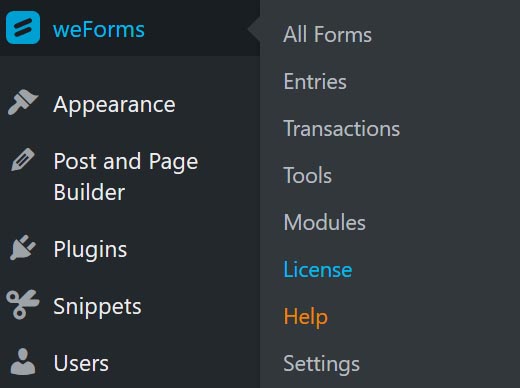 Activate weForms Pro in WordPress