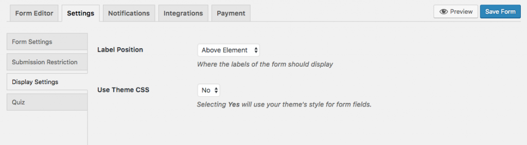 Set label position on a WordPress form using weForms