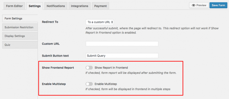 Form Settings | weForms Pro