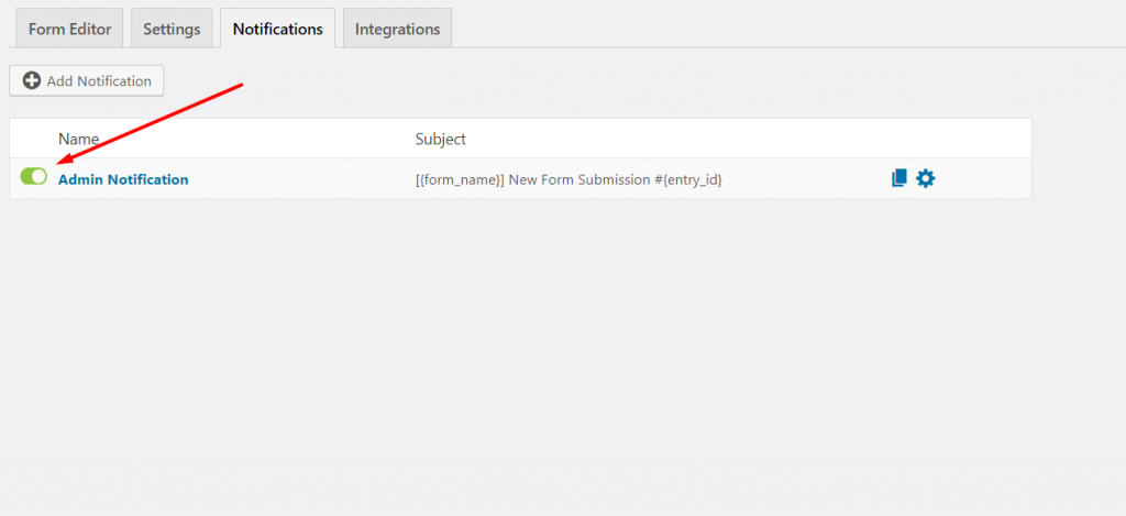 Activate WordPress form notifications on weForms