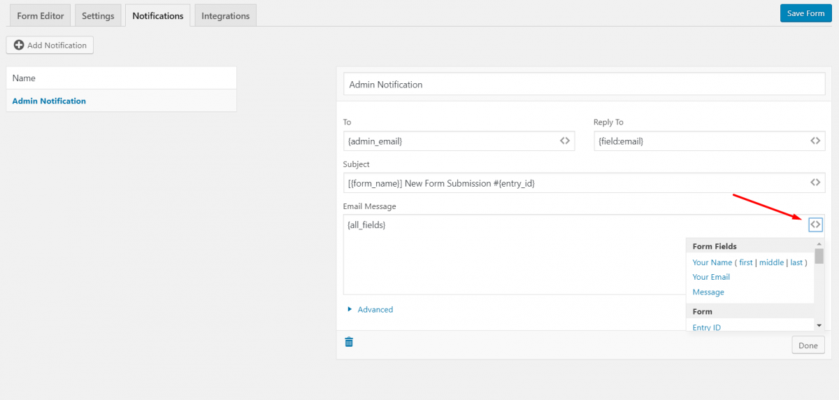 wordpress contact form email settings