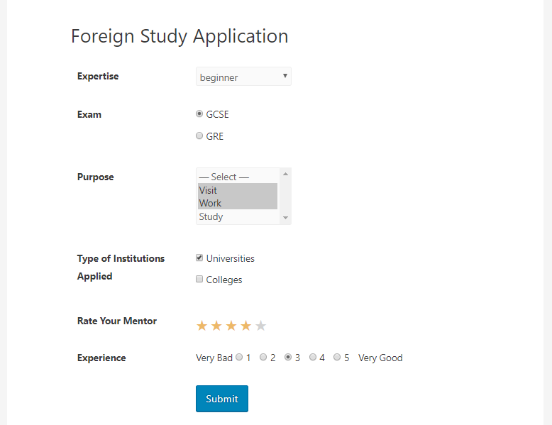 weForms WordPress poll form