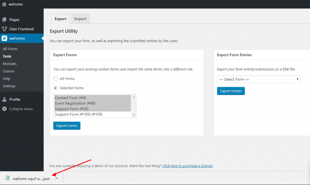 import data into pdf form