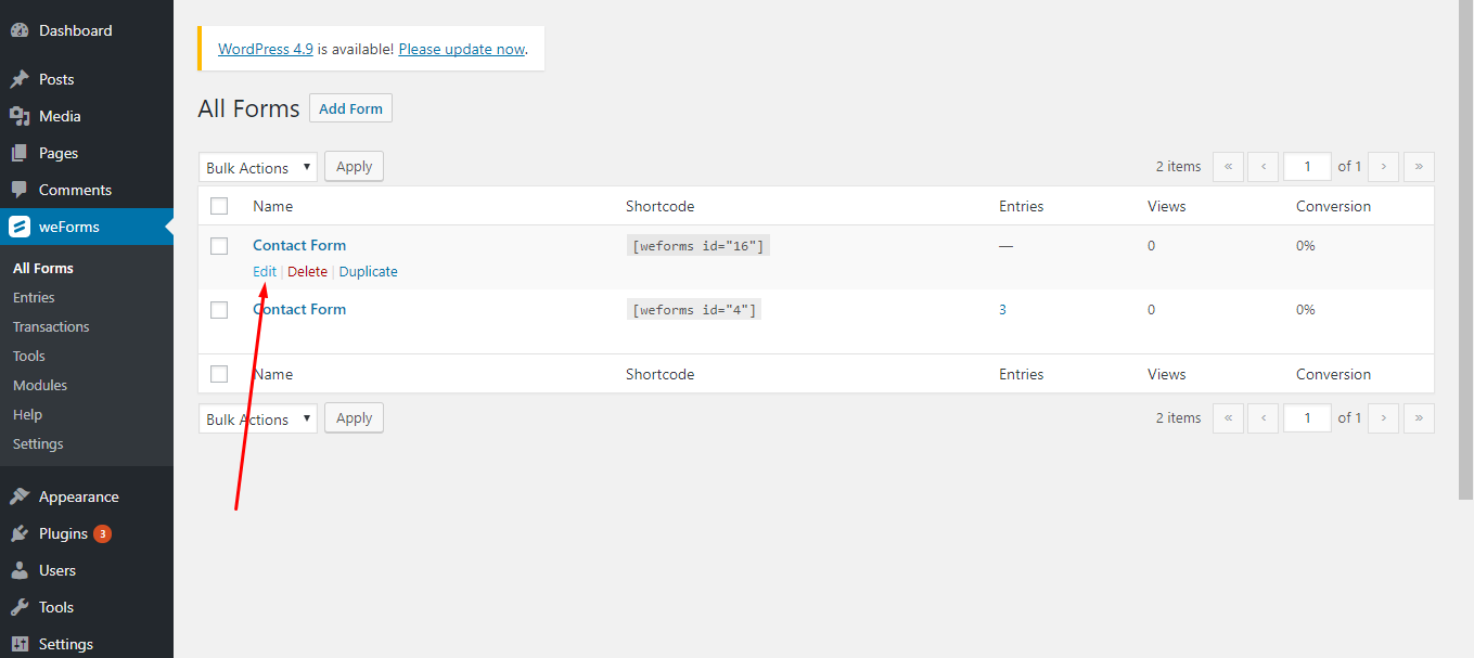 Checkbox Grid | weForms Pro