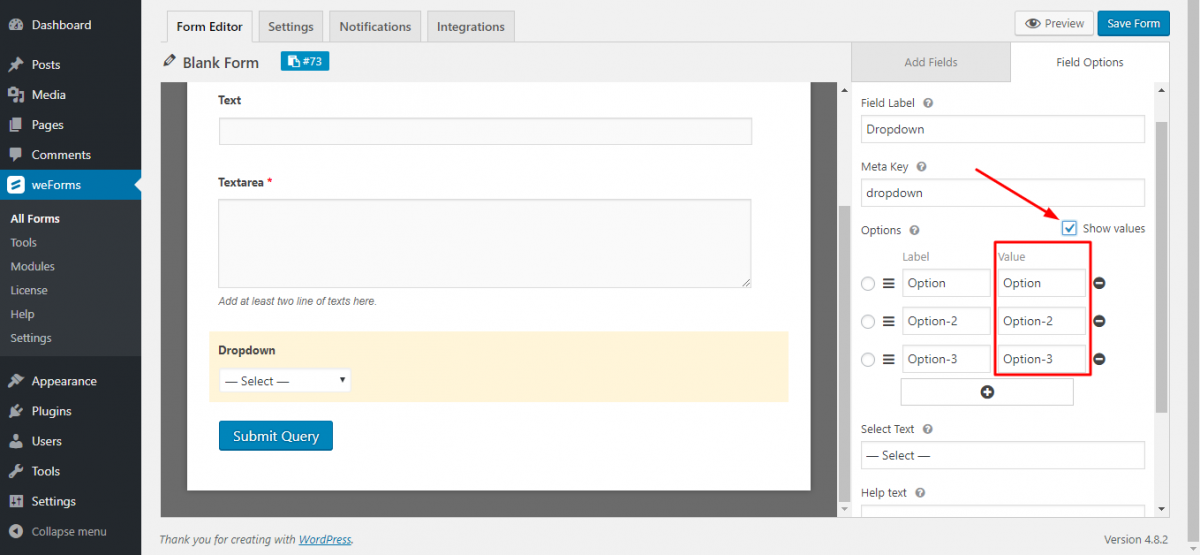 Drop-down | weForms Pro