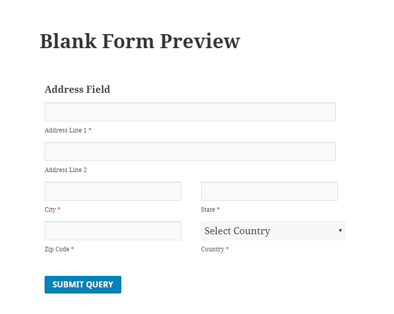 Example address field on WordPress contact form