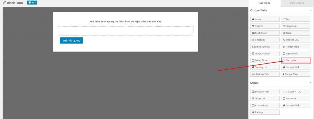 add a wordpress form file upload field