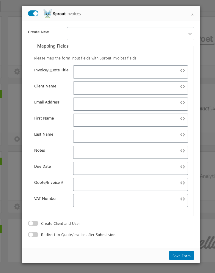 Sprout Invoices mapping fields for weForms