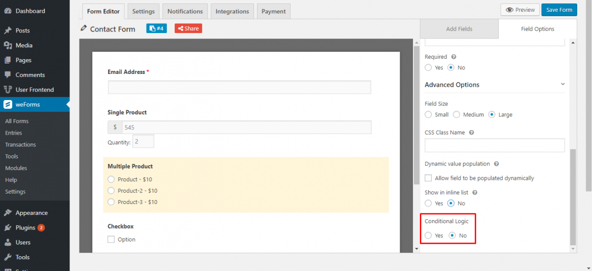 Multiple Product | weForms Pro