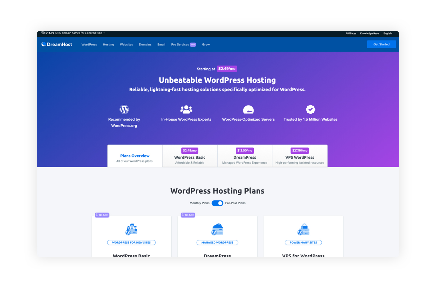 Dreamhost hosting plans