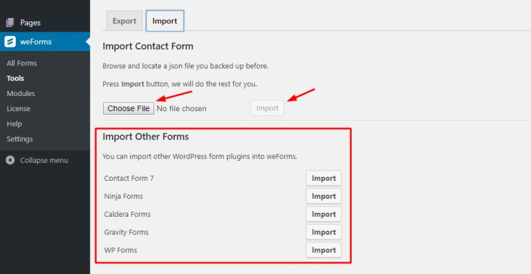 Import Forms from Contact Form 7 | weForms Pro