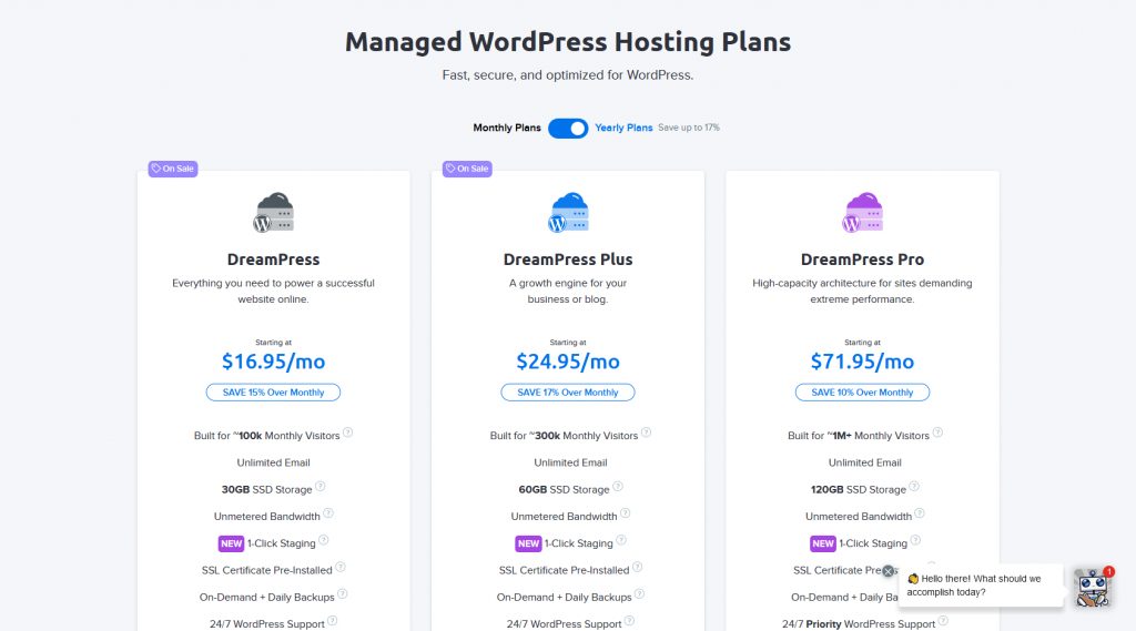 Managed WordPress Hosting plans on DreamHost recommended by Sprout Invoices