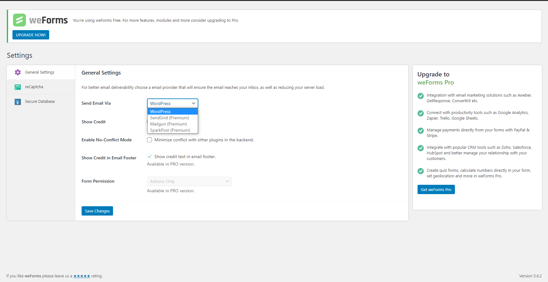 General Settings | weForms Pro
