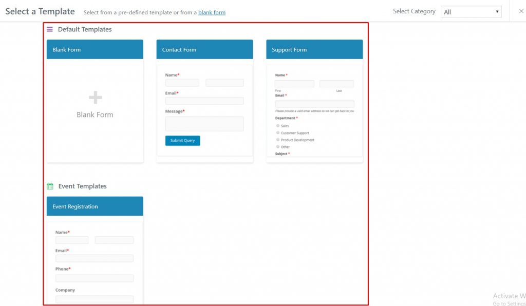 Choose from pre-built form templates or create a custom form from scratch with weForms